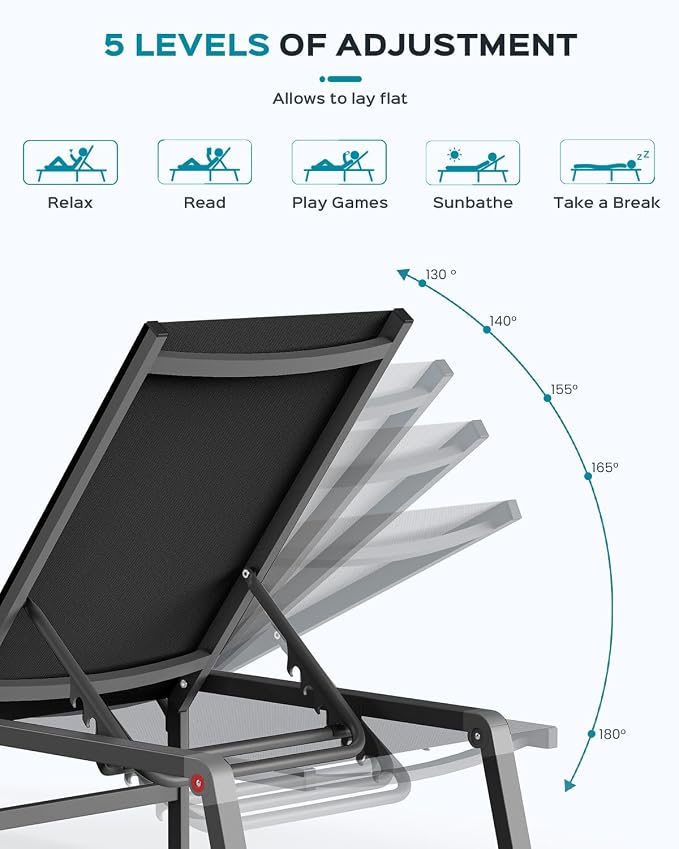 Patio Chaise Lounge Chair, Foldable Lounge Chair - Image 6