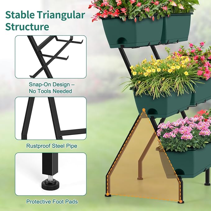 2 Column Vertical Raised Garden Beds, 6 Planter Boxes Standing Garden Bed - Image 4