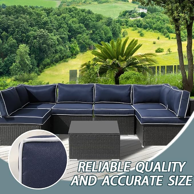 14Pcs Outdoor Cushion Covers Replacement Washable w/Zipper - Image 6