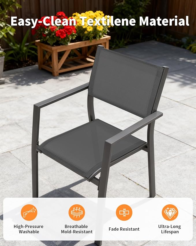 5 Pieces Outdoor Dining Set, Never-Rust Aluminum Expandable Patio Dining Table - Image 5
