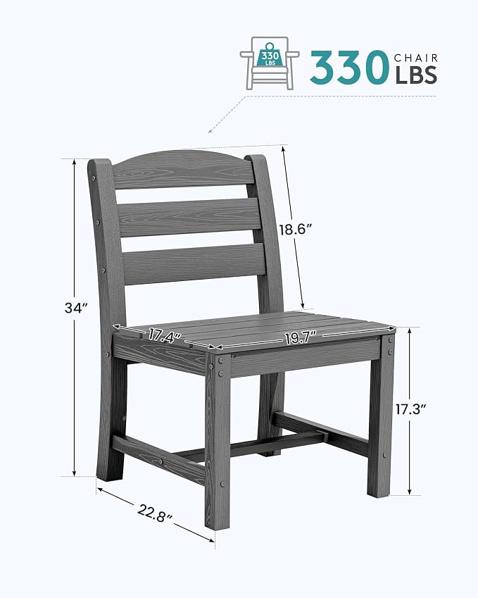 SERWALL Outdoor Dining Chairs Set of 4, All-Weather HDPE Patio Chair - Image 2