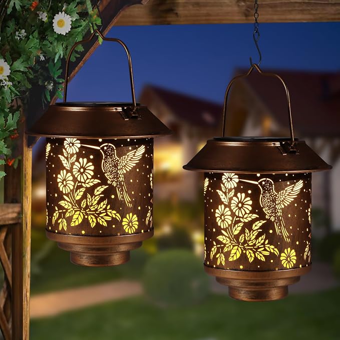 Hummingbird Solar Lantern Outdoor Hanging Sunflower Lights Gifts - Image 8