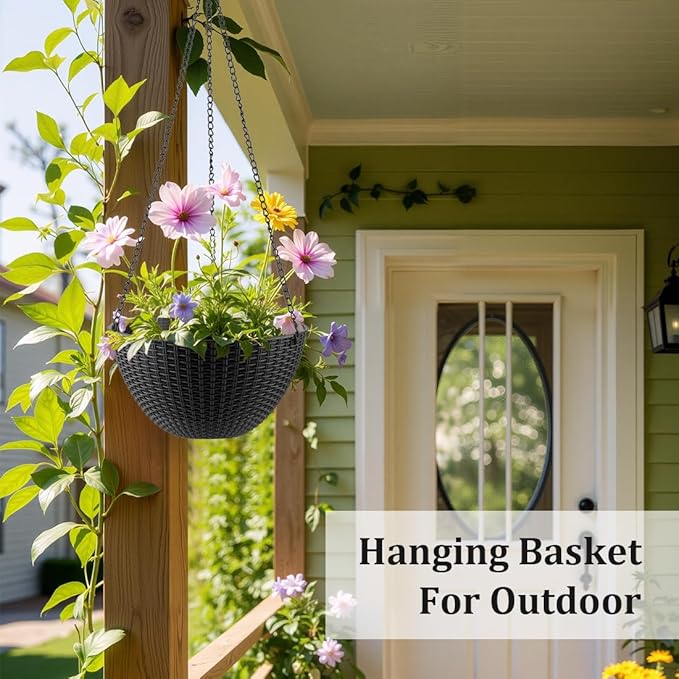 Hanging Planters for Indoor Outdoor Plants 8 and 10 Inch, 4 Packs Hanging - Image 5