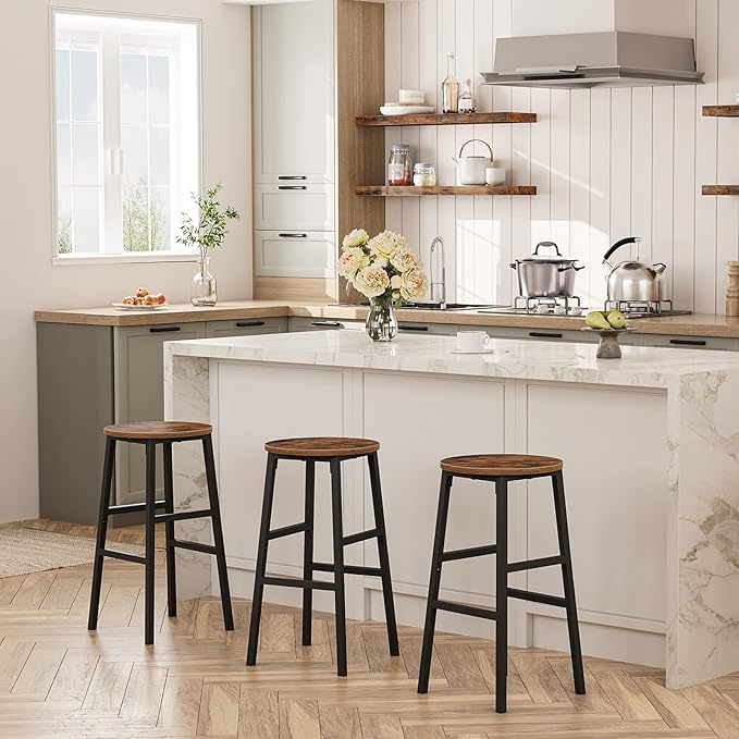 Bar Stools, 24.4 Inch Kitchen Breakfast Bar Stools, Industrial Bar Stools - Image 5