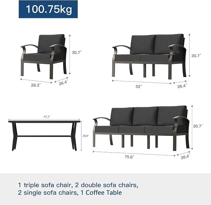 Kullavik Aluminum Patio Furniture Set - Image 4