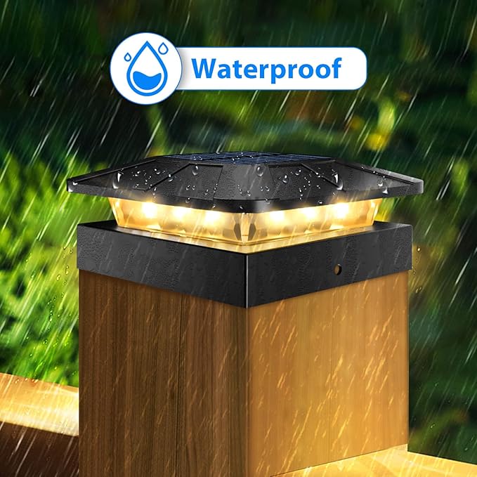 Peasur 4x4 Solar Post Cap Lights Outdoor 12 Packs, 3 Lighting Modes LED Post - Image 5