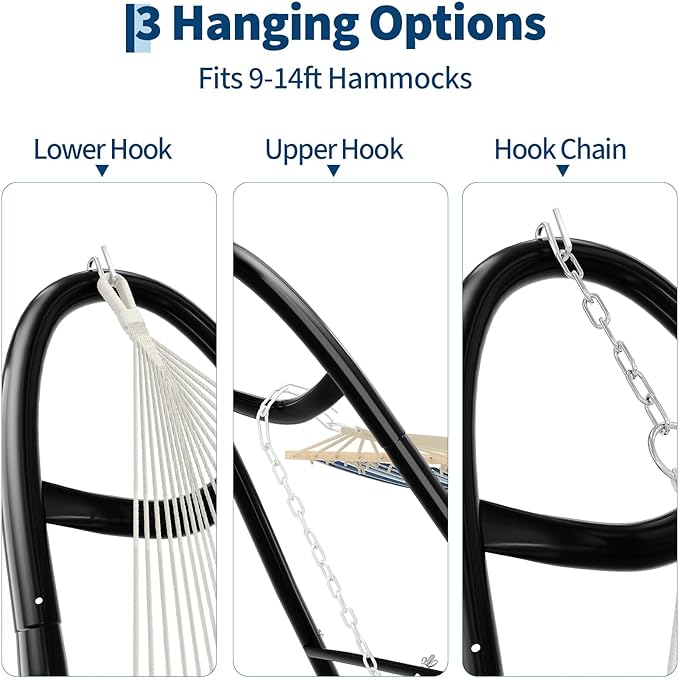 Universal Double Hammock Stand, 550-Pound Capacity, Heavy-Duty Hammock Stand - Image 7