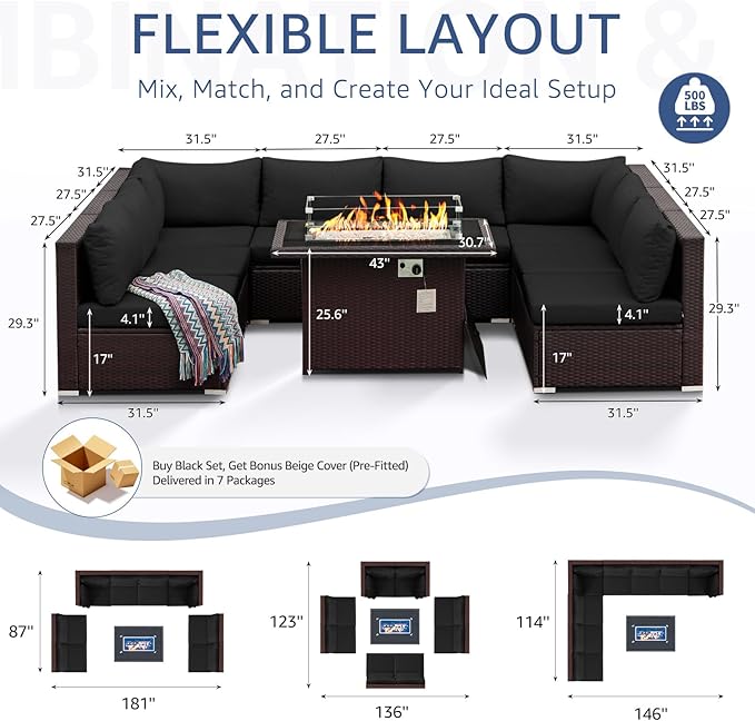 NICESOUL Modern Large Patio Furniture Set - Image 4