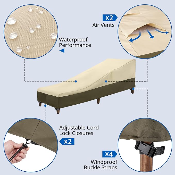 SunPatio Chaise Lounge Cover Outdoor Waterproof, Heavy Duty 2 Pack Patio Lounge - Image 4