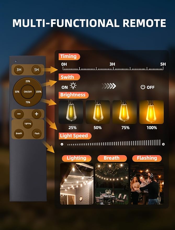Outdoor Patio String Lights: 200Ft 60M Outside Waterproof Light - Image 5