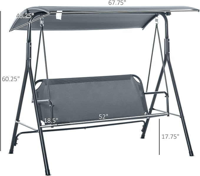 Outsunny 3-Person Porch Swing - Image 7