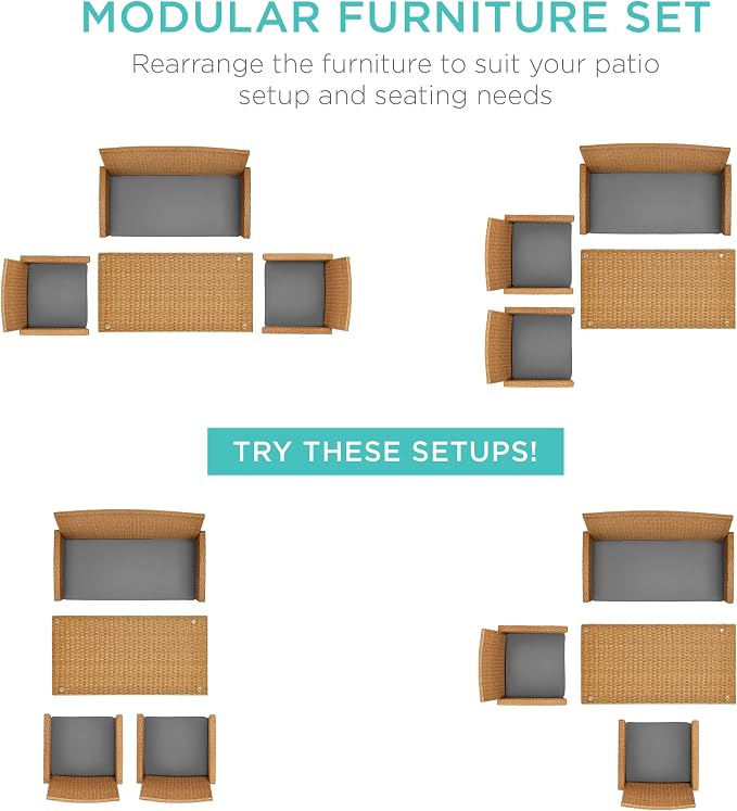 Best Choice Products 4-Piece Outdoor Wicker Patio Conversation Furniture Set - Image 2