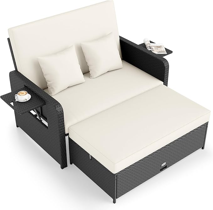 Tangkula Patio Rattan Daybed by TANGKULA