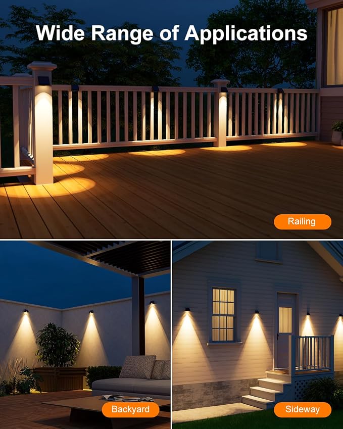8 Pack Decorative Solar Powered Fence Lights Outdoor Waterproof - Image 8