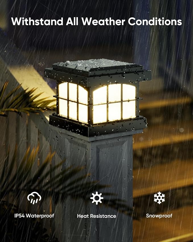 PARTPHONER RGBCW Solar Post Cap Lights 2-Pack, 9 Colors 3 Modes Fence Cap Lights - Image 6