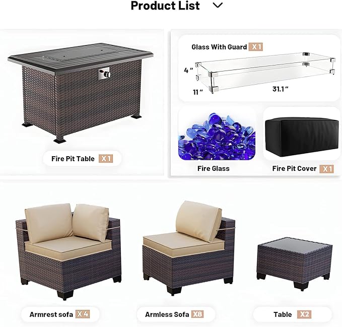 Kullavik 15 Pieces Outdoor Patio Furniture Set - Image 7