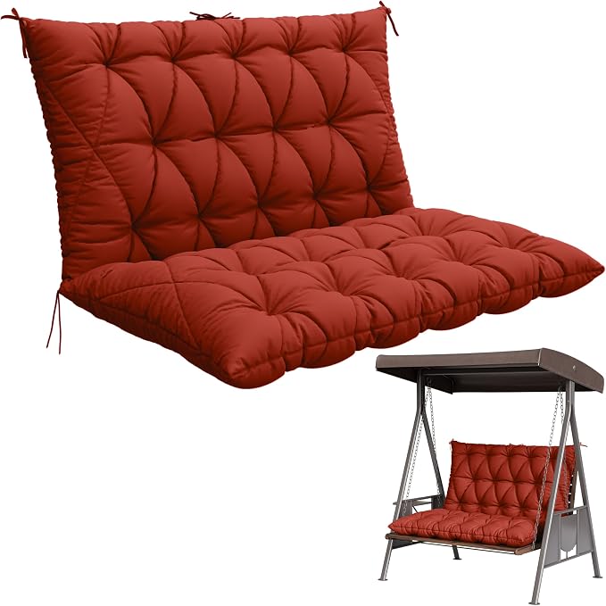 Porch Swing Cushion with Backrest, Waterproof Bench Cushion by Pakunoda