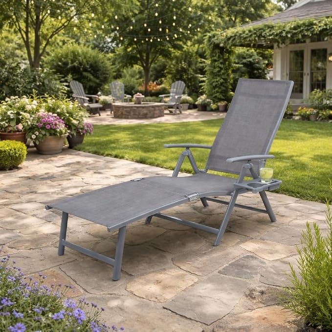 Kozyard Aluminum Outdoor Chaise Lounge Chair, Adjustable Reclining Patio Lounge by Kozyard