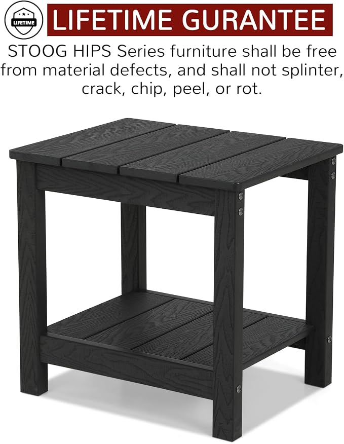 Stoog Outdoor Side Table with 2 Layer Storage, All-Weather Rectangular End Table - Image 3