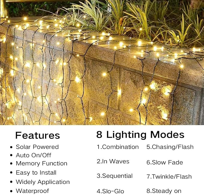 Joomer Solar Christmas Lights Outdoor, 2 Pack Total 144FT 400 LED 8 Modes - Image 2