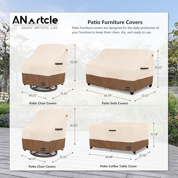 Patio Furniture Covers 4 Piece Set, 600D Waterproof Heavy Duty Outdoor - Image 2