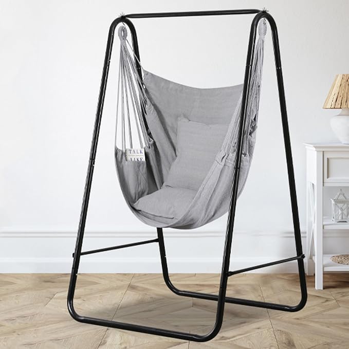 Goutime Hammock Chair, Boho Hanging Rope Ceiling Swing, Macrame Hanging - Image 4