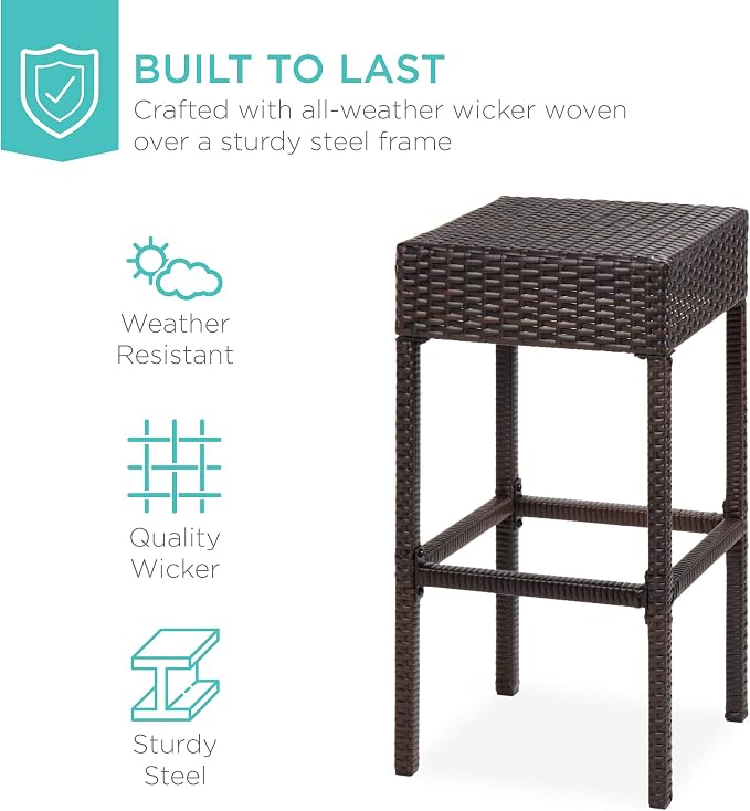 Best Choice Products 5-Piece Outdoor Wicker Bar Table Set - Image 5