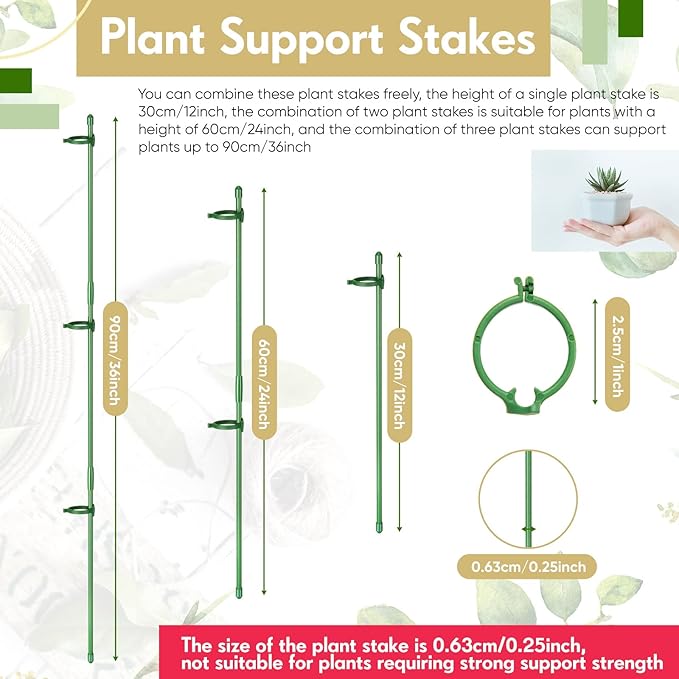 meekoo 30 Pcs Adjustable Garden Plant Support Stakes Single Stem Plant Cage - Image 2
