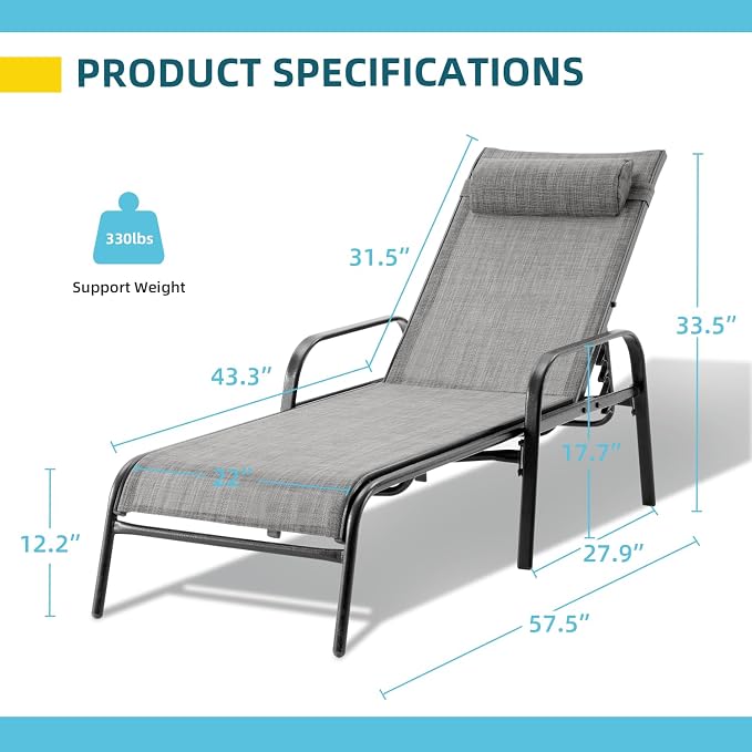 EROMMY Patio Chaise Lounge - Image 2