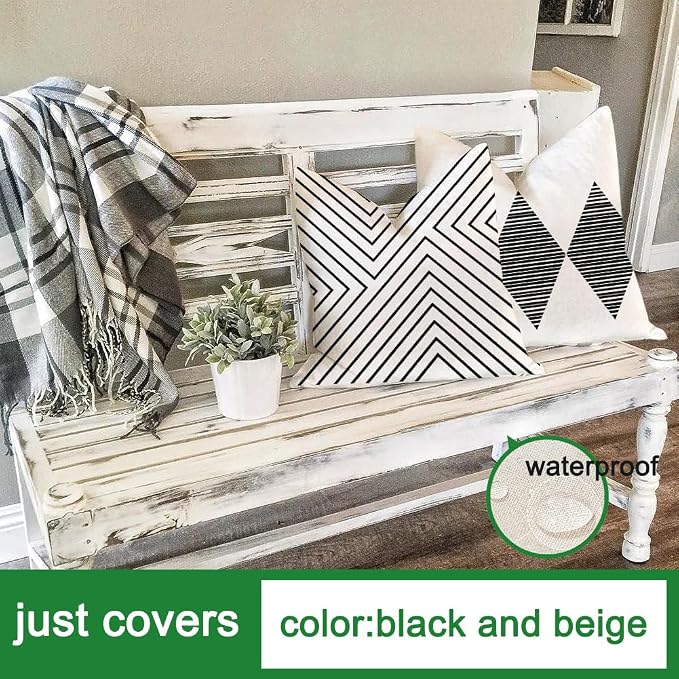 RABUSOFA Outdoor Pillows Waterproof, 18x18 inch Black and White Throw Pillows - Image 7