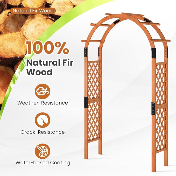 Giantex 7.7FT Wooden Garden Arbor Trellis, Outdoor Pergola Arch - Image 4