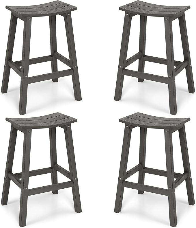 Weatherproof Bar Stools Set of 4, Saddle Seat, Bar Height Stools by LAHAAP