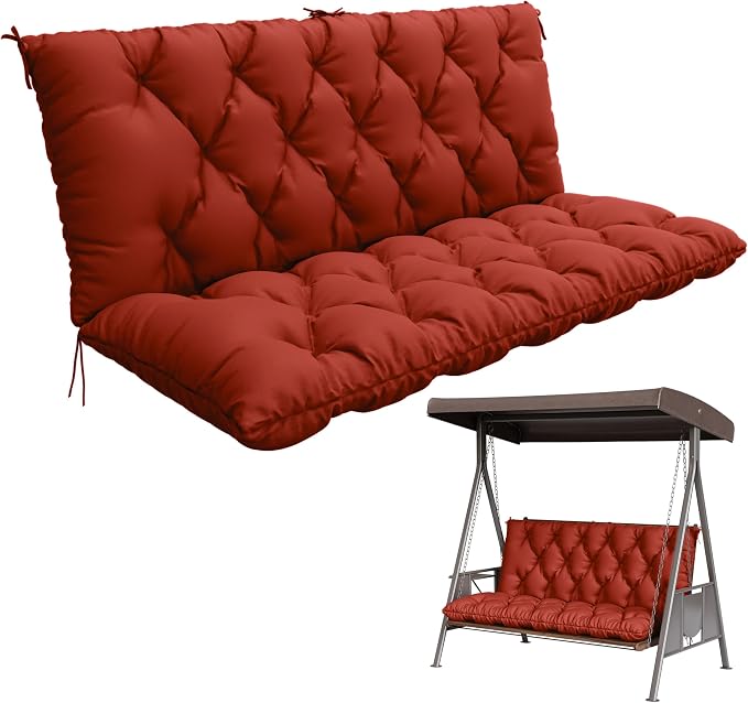 Porch Swing Cushion with Backrest, Waterproof Bench Cushion by Pakunoda