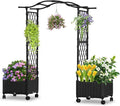 Planter Box with Trellis Outdoor, Plastic Raised Garden Bed Trellis Planter Box by yotoworthgardenhome