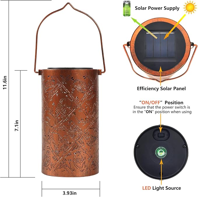 Solar Cardinal Lanterns Outdoor Hanging Decor Lantern, Waterproof Hollow Out - Image 4