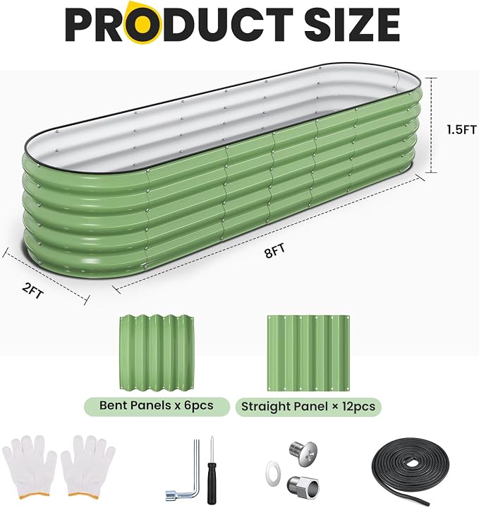 Galvanized Raised Garden Bed 8x2x1.5 FT, Oval Metal Raised Garden Bed Outdoor - Image 5