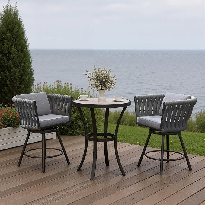 Grand patio 3-Piece Outdoor Swivel Bar Stools Set of 2 - Image 9