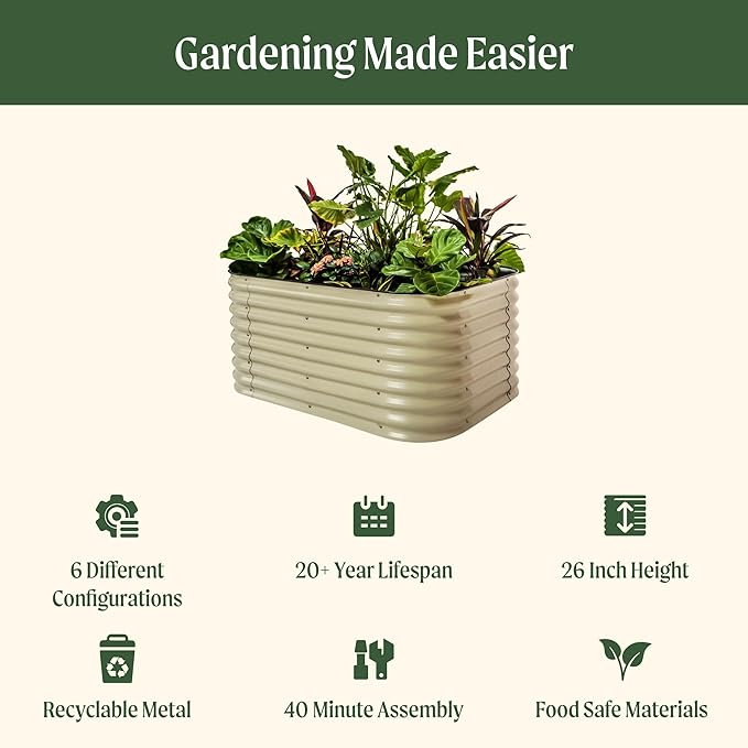 Vego garden 26" Extra Tall Raised Garden Bed Kits, 6 in 1 Modular Raised - Image 2