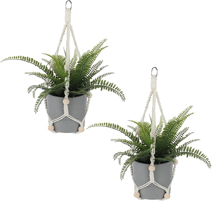 Macrame Plant Hanger Indoor, 2 Pack Boho Decor Hanging Plant Holder Hanging by Sliverdew