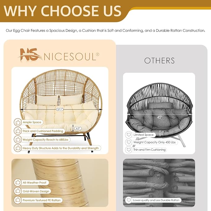 NICESOUL Modern Double Egg Chair - Image 8
