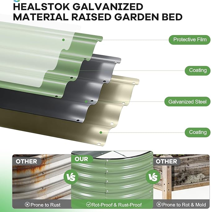 Galvanized Raised Garden Bed Outdoor, Rust-Resistant Garden Planter Box - Image 2