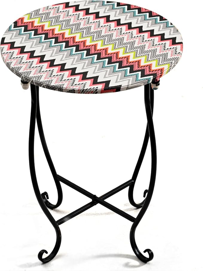 Patio Side Table, Versatile 14" Round Side Table Metal Stand by Aonagi