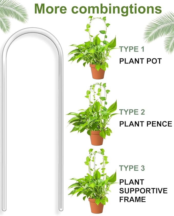 3 Pack Larger Acrylic U-Shaped Hoya Trellis, 16 Inch Indoor Climbing Plant - Image 3