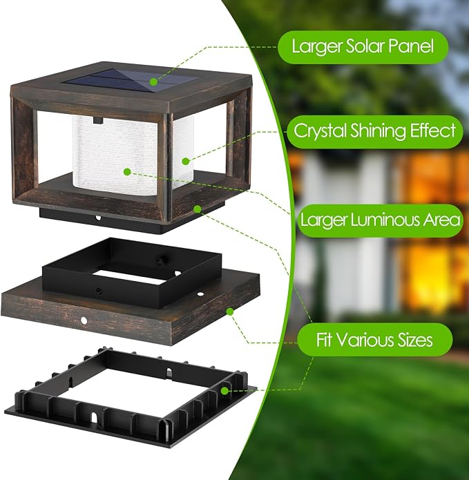 Mlambert 8 Pack Solar Post Lights Outdoor, Waterproof Fence Cap Lights - Image 7
