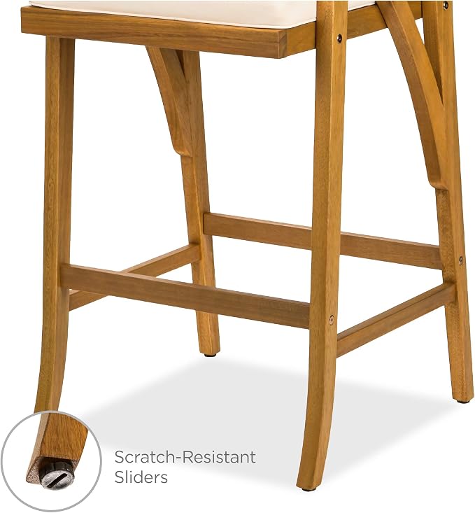 Best Choice Products Set of 2 Outdoor Acacia Wood Bar Stools Bar Chairs - Image 8