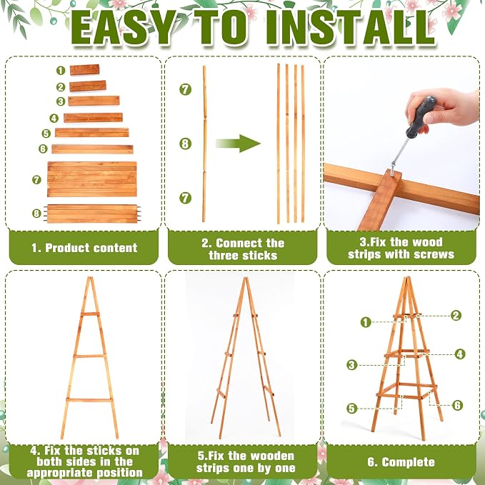 70.8in Tall Wooden Obelisk Trellis Outdoor Garden Trellises Easy Assembly - Image 4