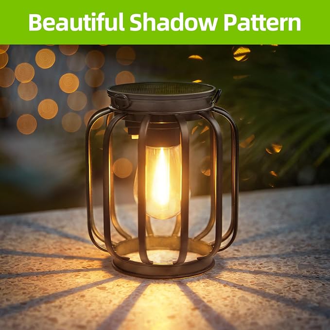 Solar Hanging Lanterns Outdoor Waterproof: 4 Pack Metal Solar-Powered Lights - Image 5