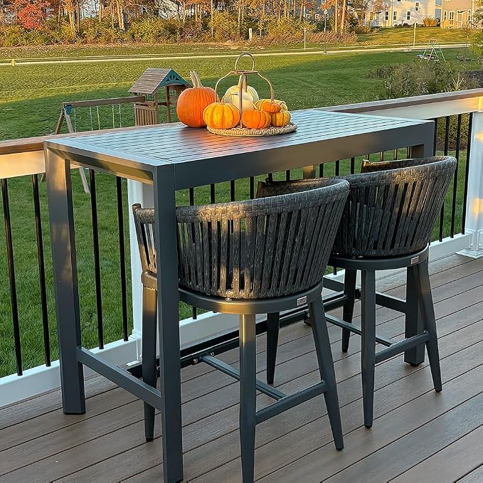 PURPLE LEAF Outdoor Counter Height Bar Stools Set of 2 Patio Metal Modern - Image 3