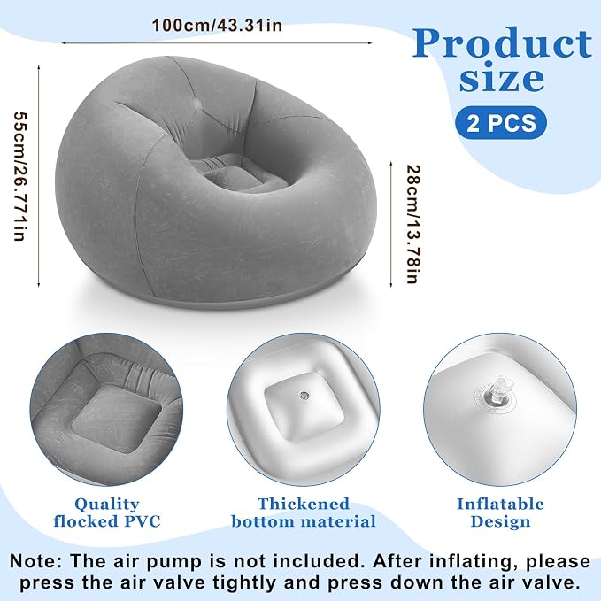 Realspring Inflatable Bean Bag Chairs Outdoor Blow up Camping Chairs Inflatable - Image 3