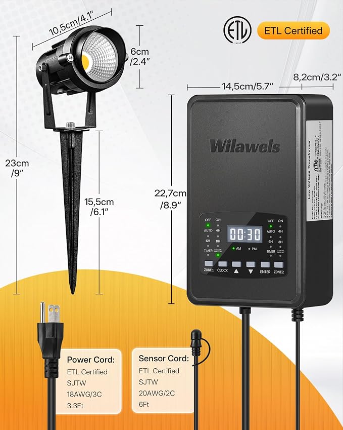 12 Pack Landscape Lights with 2 Zone 300W Low Voltage Transformer, 3000K 12V - Image 8